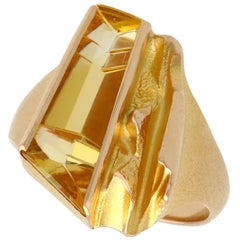 Vintage 1.85ct Citrine and Yellow Gold Cocktail Ring by Lapponia Finnish, 1988