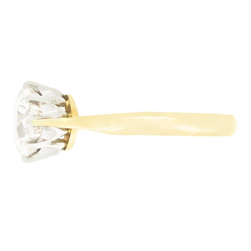 Taglio rotondo Anello solitario di diamanti d'epoca da 1,85 carati, anni '50 circa in vendita