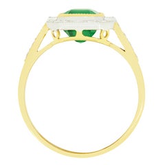 Vintage 1.85ct Emerald and Diamond Cluster Ring, c.1970s