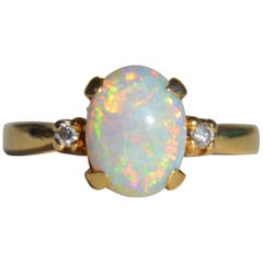 Vintage 1.86 Carat Opal Diamond 14 Karat Gold Engagement Ring