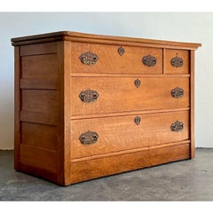 Vintage 1860s Oak Oak Chest of Drawers With Hidden Drawer