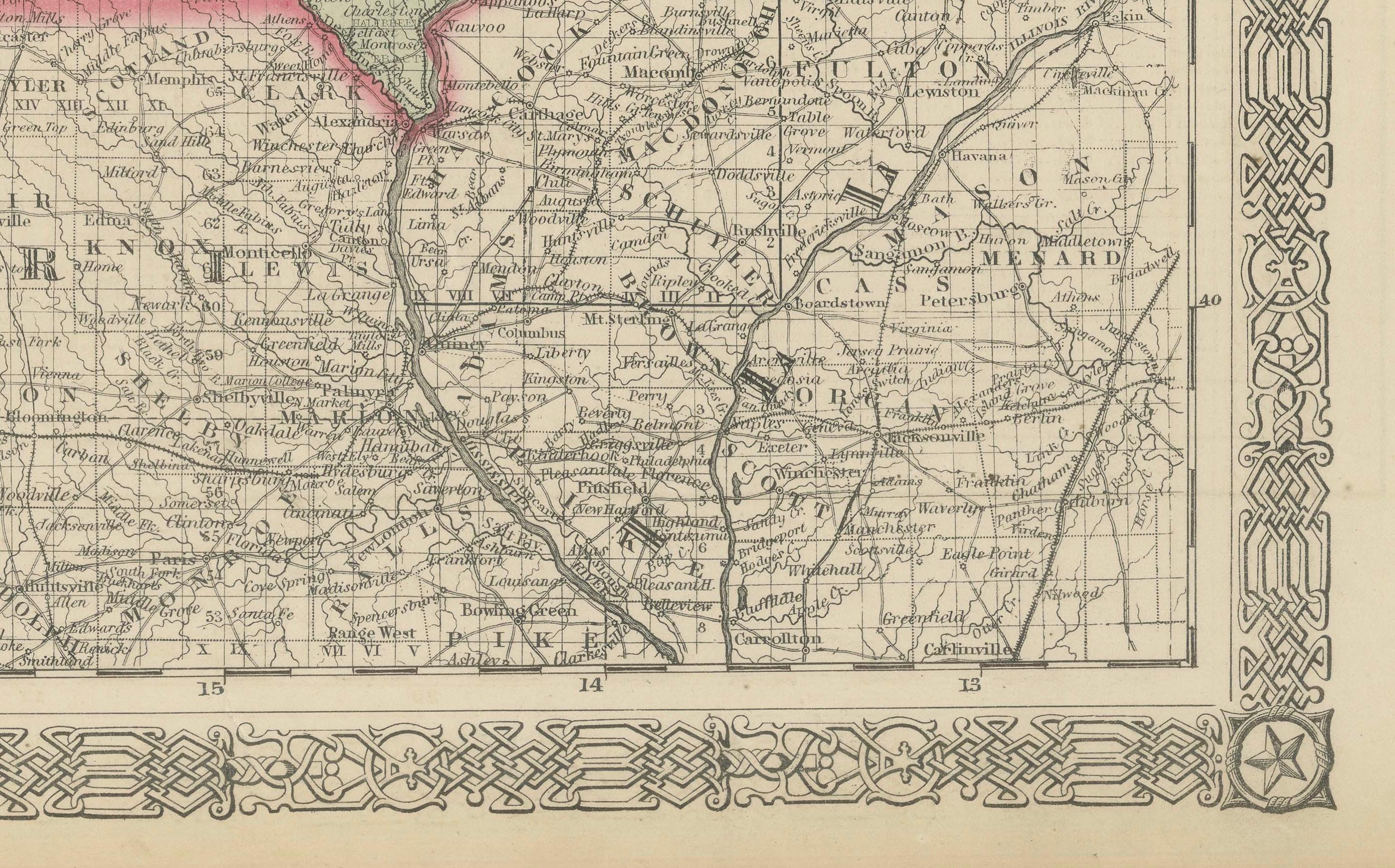 Carta Mappa dell'Iowa e del Nebraska del 1862 - Stampa atlante decorativa in vendita