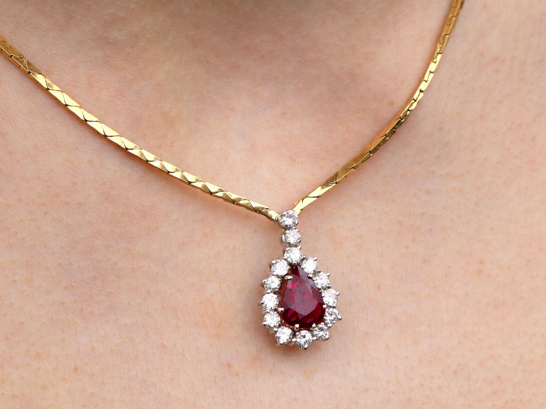 Vintage 1.86ct Ruby and 1.40ct Diamond 18ct White Gold Pendant For Sale 2