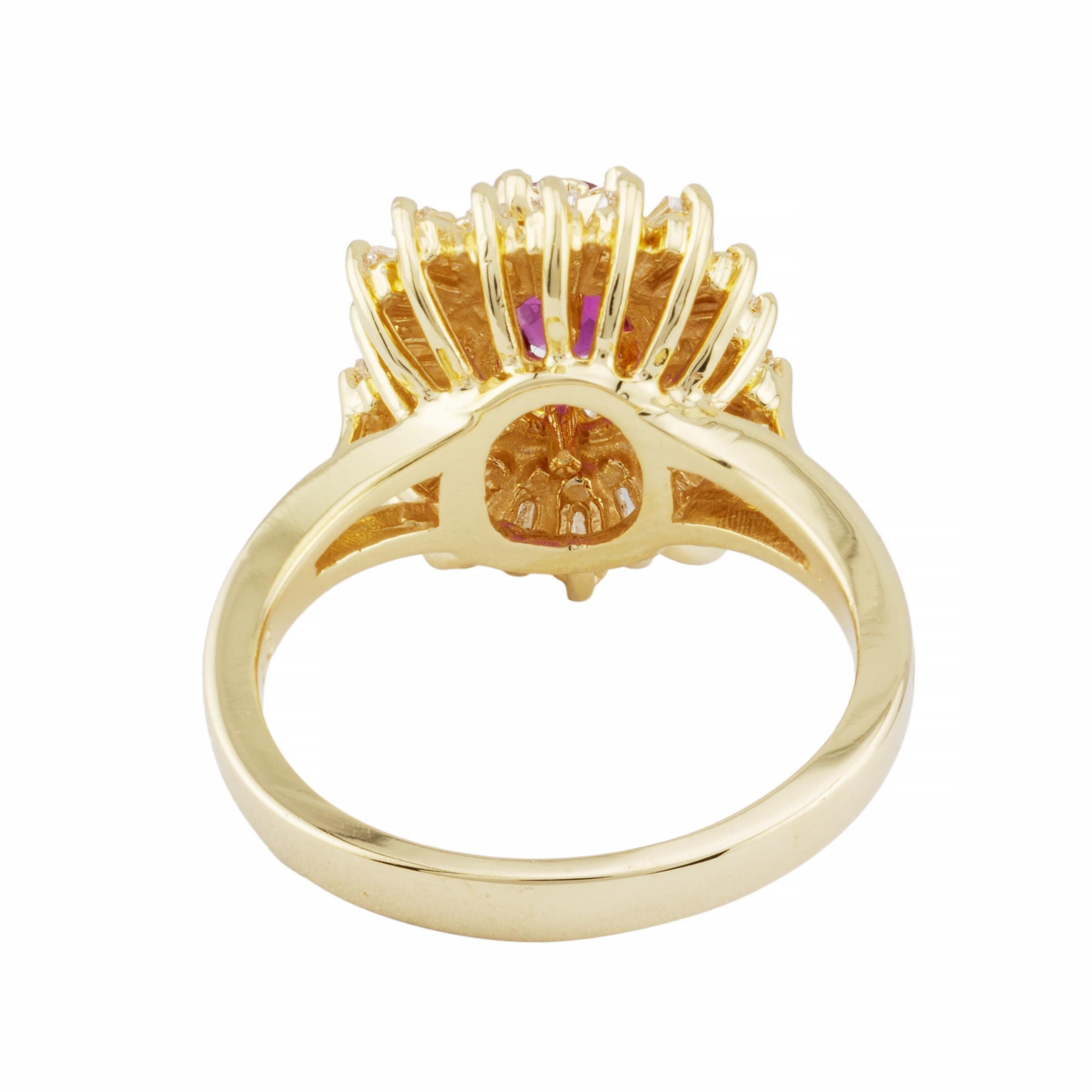 Vintage 1.86ctw Ruby & Diamond Ballerina Ring in 14K Yellow Gold 2