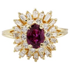 Vintage 1.86ctw Ruby & Diamond Ballerina Ring in 14K Yellow Gold