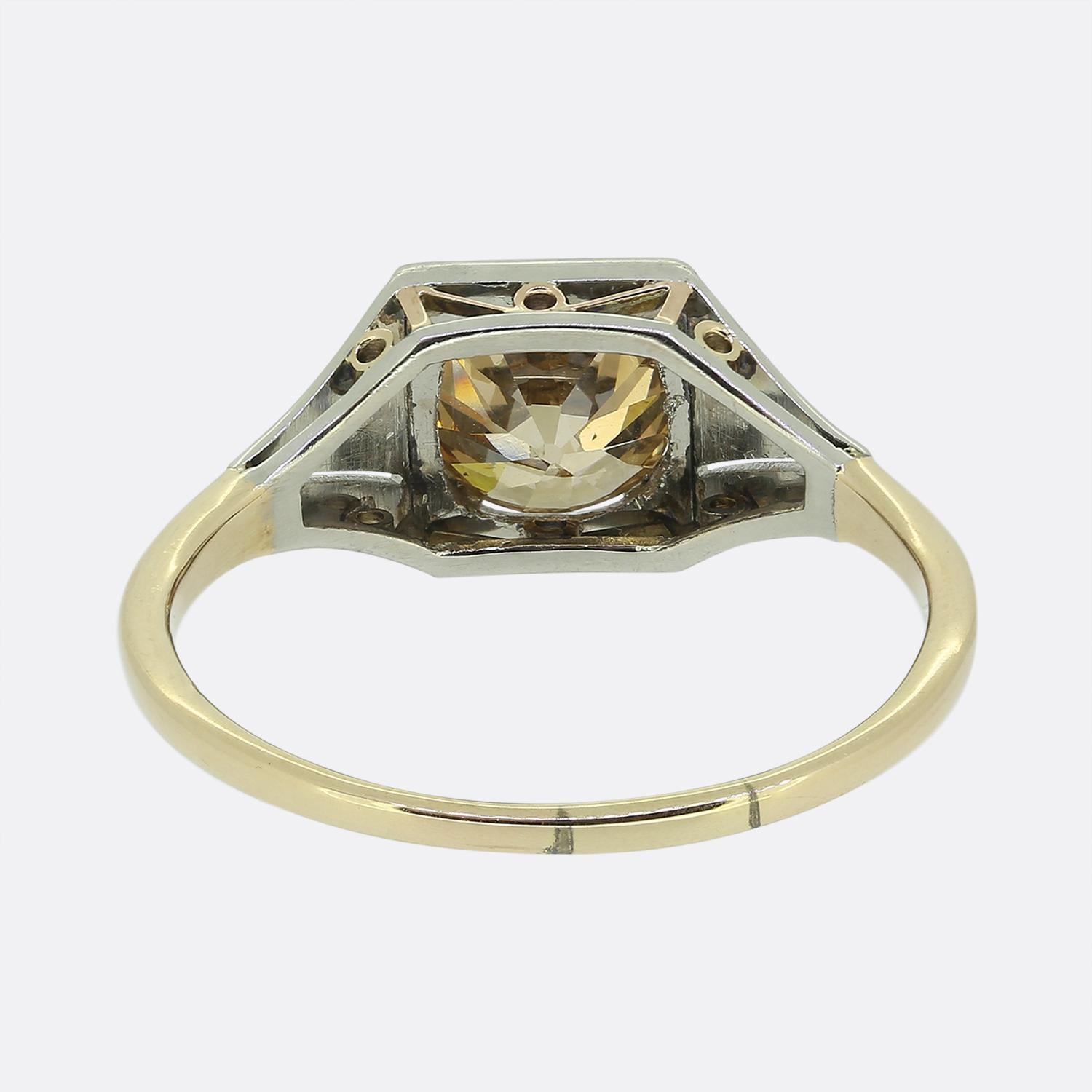 Vintage 1.87 Old Cut Fancy Brown Diamond Engagement Ring In Good Condition For Sale In London, GB