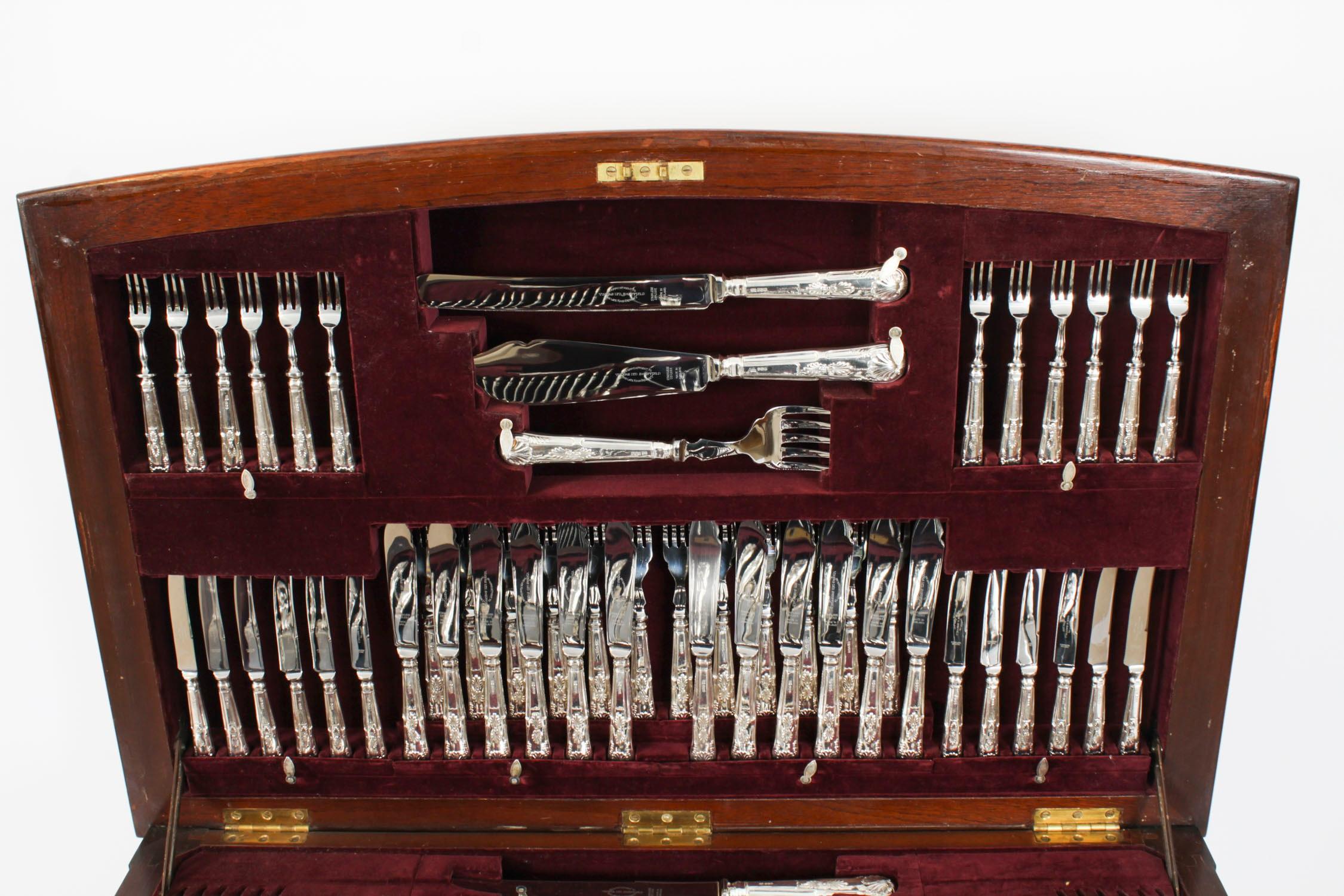 Vintage 187 Piece Canteen 12 Place Sterling Silver Cutlery Viners 20th Century 3
