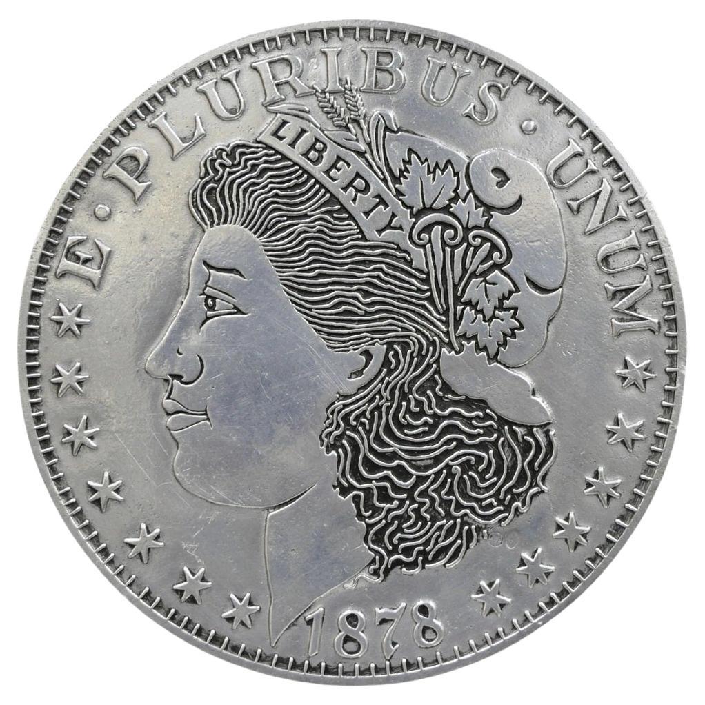 Vintage 1878 Morgan Silver Dollar 12" Pewter Trivet or Wall Hanging Plaque USA