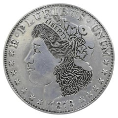 Vintage 1878 Morgan Silver Dollar 12" Pewter Trivet or Wall Hanging Plaque USA
