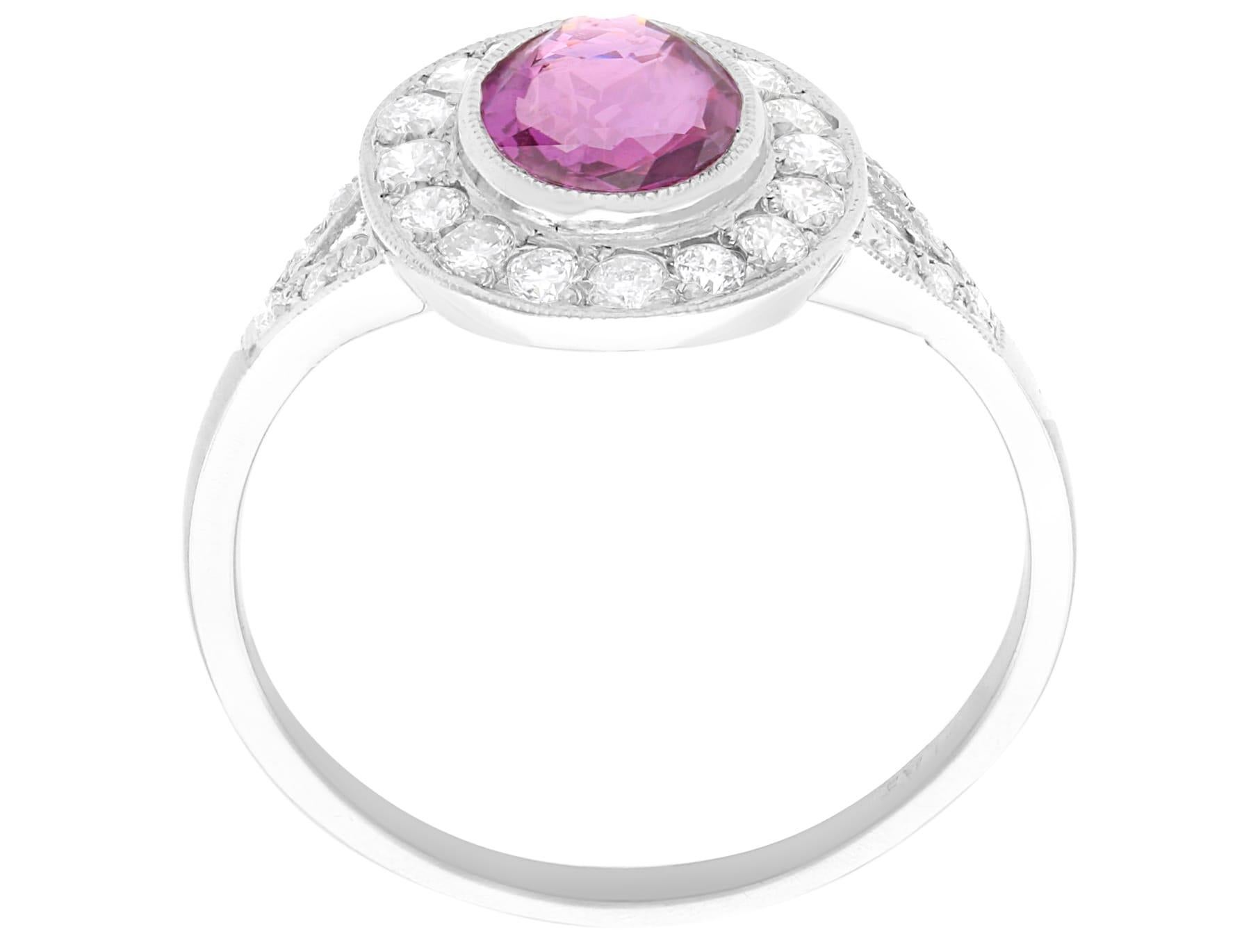 Women's or Men's Vintage 1.88 Carat Pink Sapphire Diamond and Platinum Dress Ring For Sale