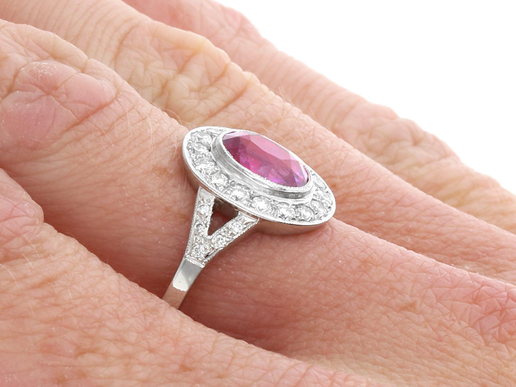 Vintage 1.88 Carat Pink Sapphire Diamond and Platinum Dress Ring For Sale 4