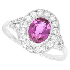 Vintage 1.88 Carat Pink Sapphire Diamond and Platinum Dress Ring