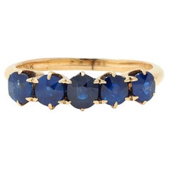 Vintage 1.88 CTW Sapphire 14 Karat Yellow Gold Five Stone Band Ring