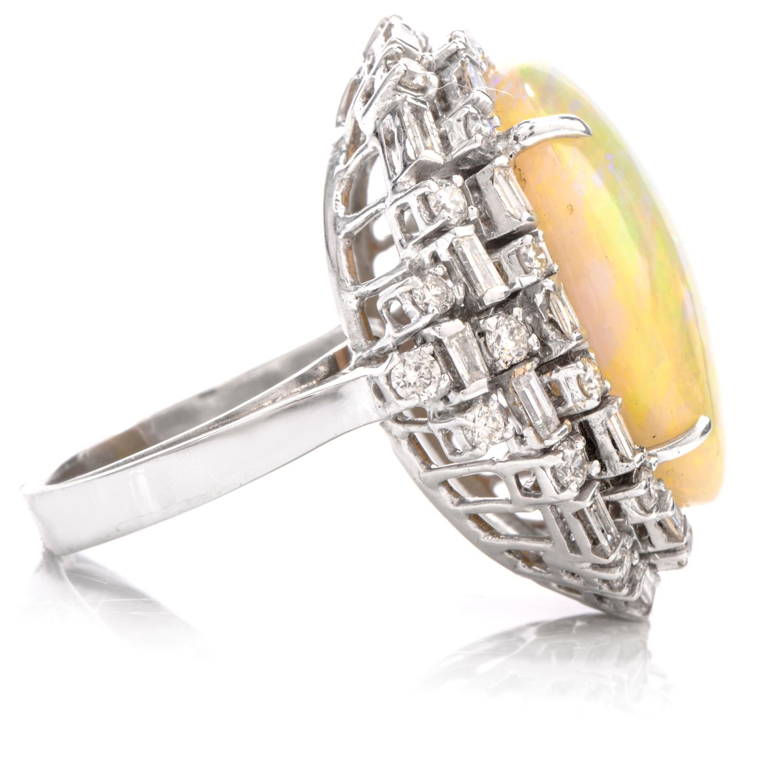 Women's or Men's Estate GIA 18.81 Carat Opal Diamond 14 Karat Cocktail Ring For Sale