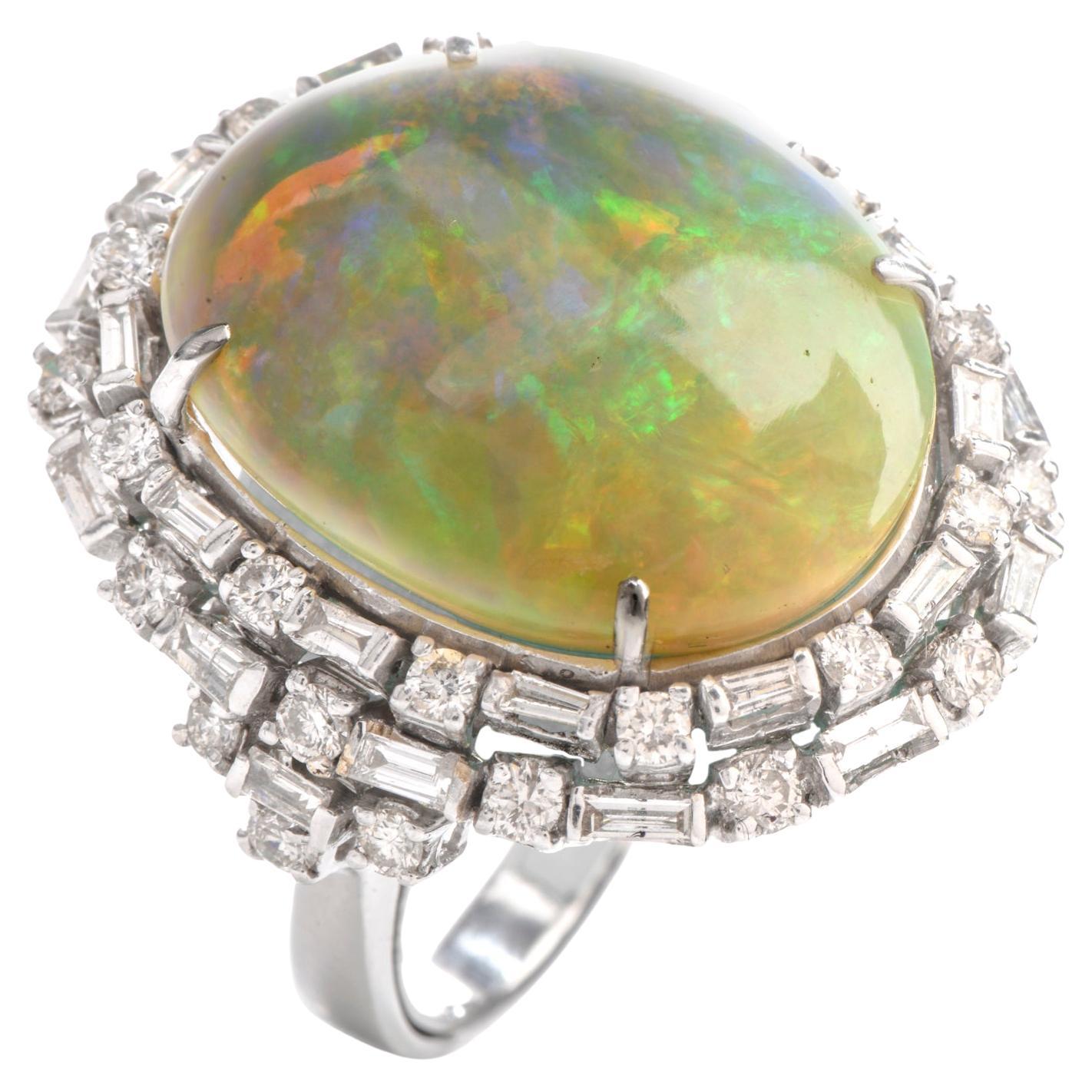 Estate GIA 18.81 Carat Opal Diamond 14 Karat Cocktail Ring For Sale