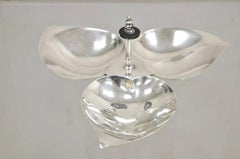 Vintage 1883 FB Rogers Footed Triple Leaf Silver Plated Nut Candy Dish