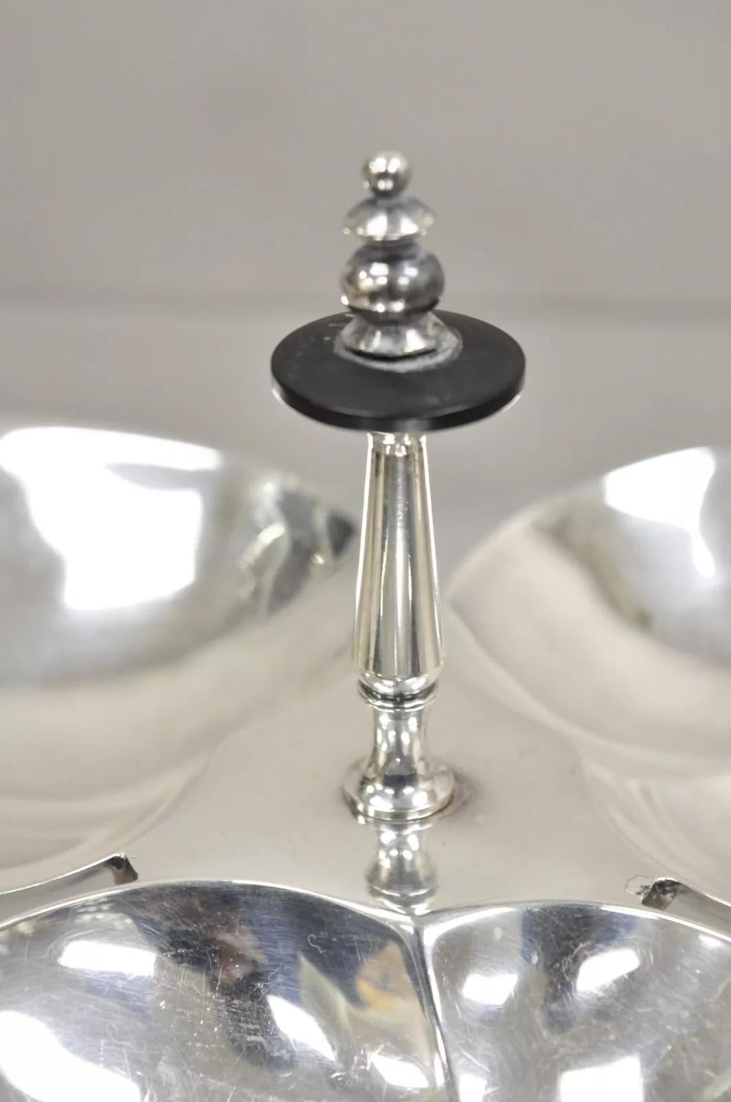 Unknown Vintage 1883 FB Rogers Footed Triple Leaf Silver Plated Nut Candy Dish