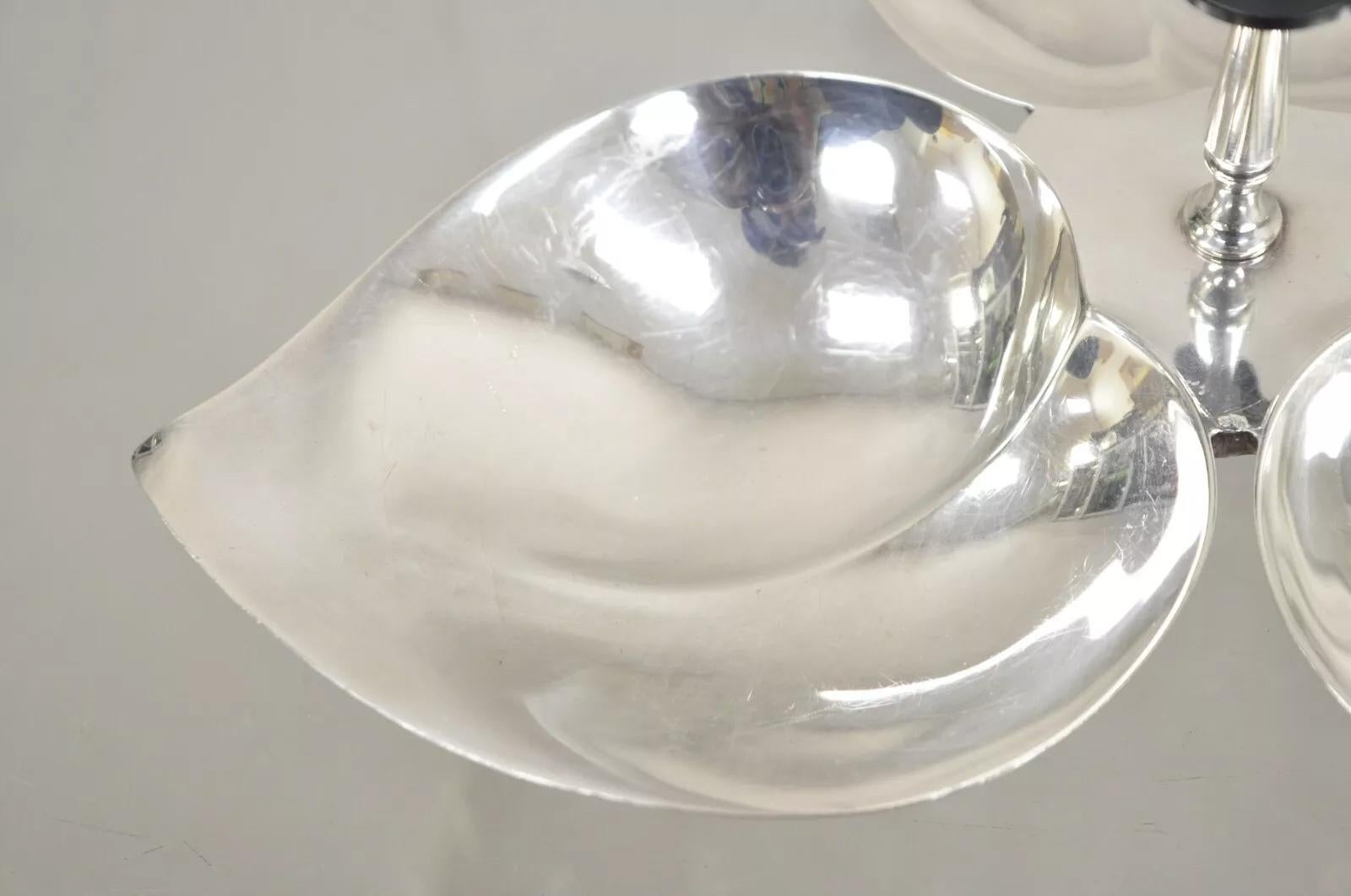 20th Century Vintage 1883 FB Rogers Footed Triple Leaf Silver Plated Nut Candy Dish