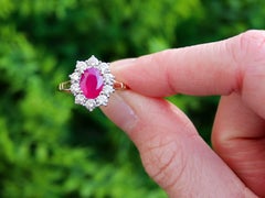 Vintage 1.88ct Ruby and Diamond Cluster Ring in 18k Gold, Circa 1990