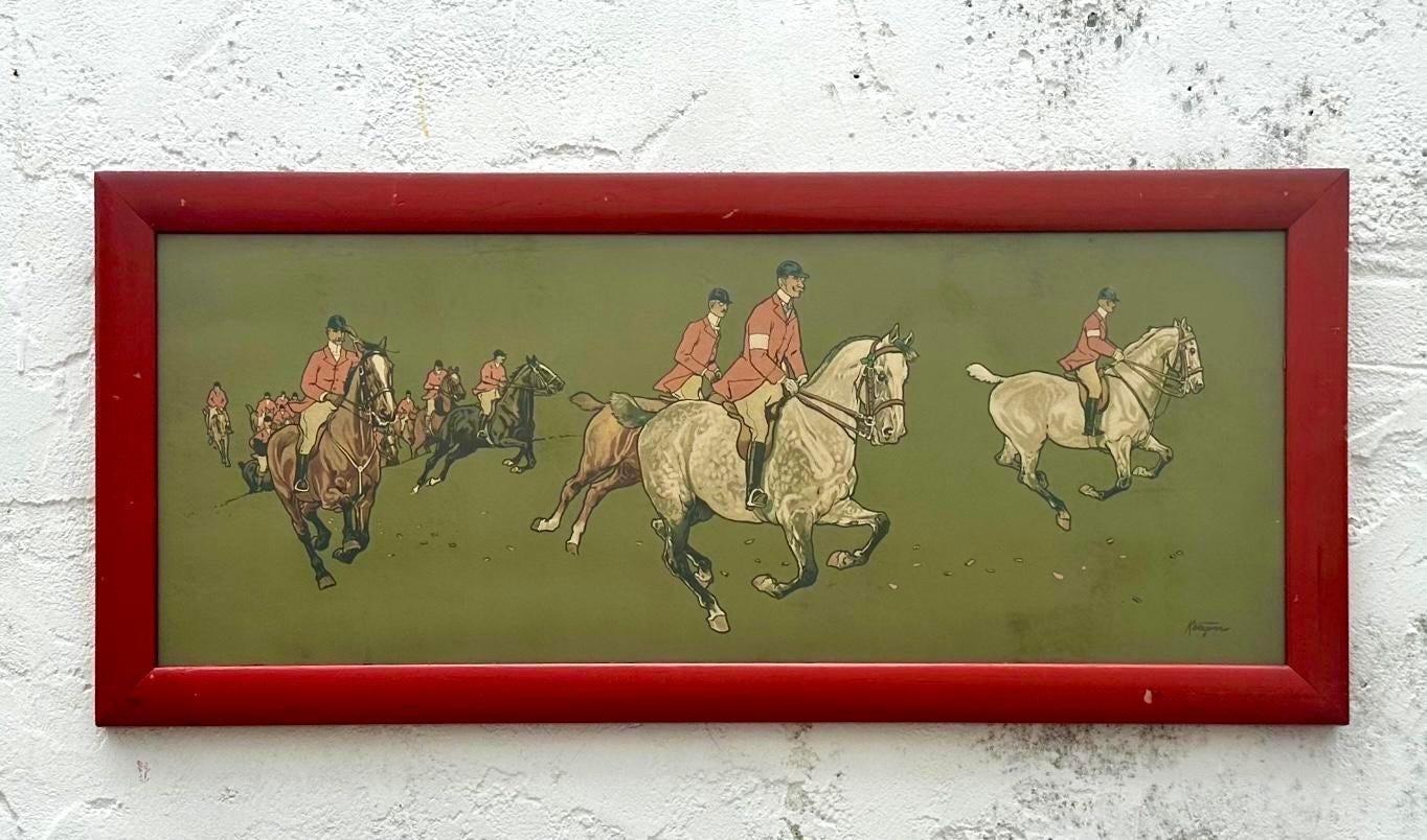 Enhance your collection with this Vintage 1895 German Chromolithograph Polo Scene. Depicting an action-packed polo match in exquisite detail, this antique artwork showcases the vibrant colors and craftsmanship of late 19th-century German