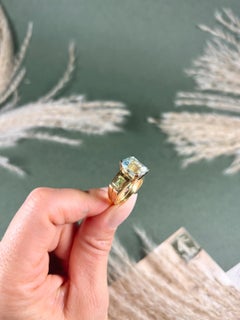 Vintage 18ct  1960’s Aquamarine & Peridot Cocktail Ring