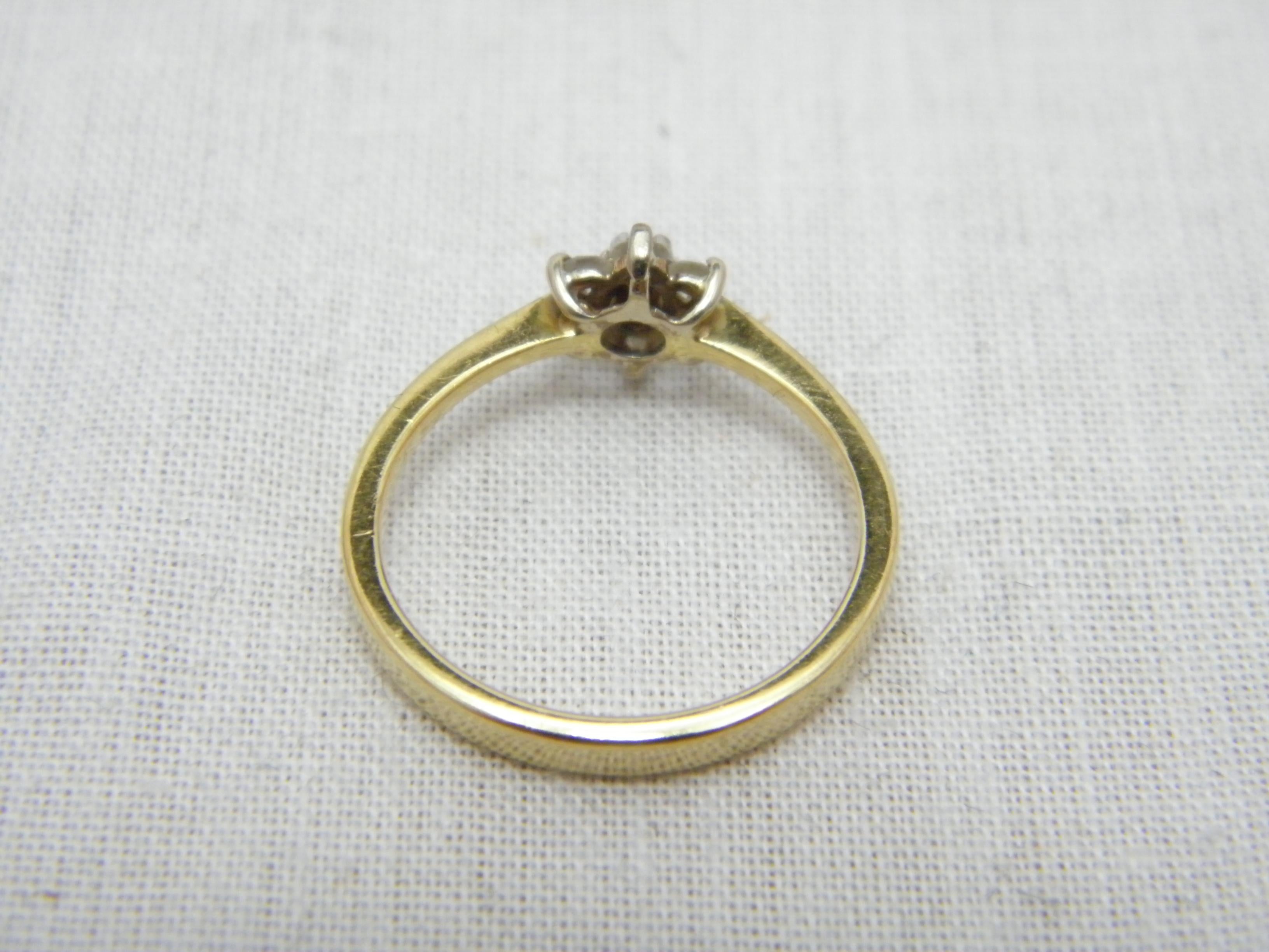 Round Cut Vintage 18ct Gold 0.64 cttw Diamond Cluster Engagement Ring Size K 5.25 750 For Sale