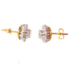 Vintage-Ohrstecker aus 18-Karat-Gold mit Diamanten im Cluster-Design (1,1 Karat)