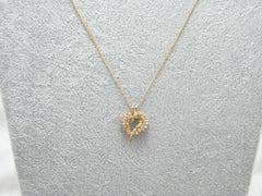Vintage 18ct Gold 1.25 Cttw Diamond Heart Pendant Necklace Curb Chain 17 Inch