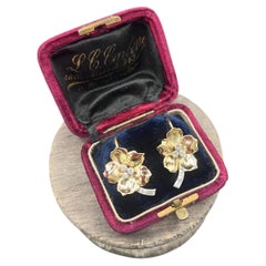 Vintage 18ct Gold, 1940s Diamond Flower Earrings