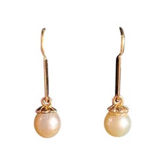 Pendientes vintage de oro de 18 ct con perlas de los años 40