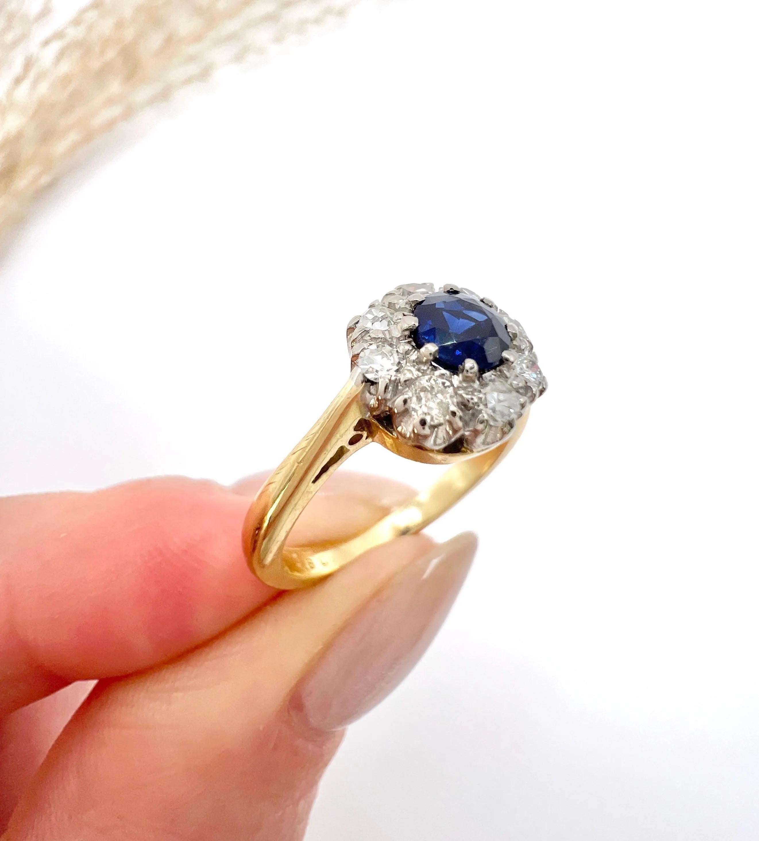 Vintage Cluster Ring

18ct Gold

Circa 1960s 

Discover the elegance of this stunning 18ct gold vintage cluster ring, crafted in the enchanting 1960s. This beautiful piece features a delightful daisy design with a captivating faceted natural