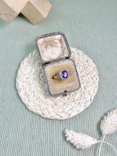 Vintage 18ct Gold 1970’s Amethyst & Diamond Cluster Ring