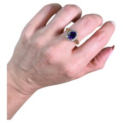 Retro 18ct Gold 1970’s Amethyst & Diamond Cluster Ring