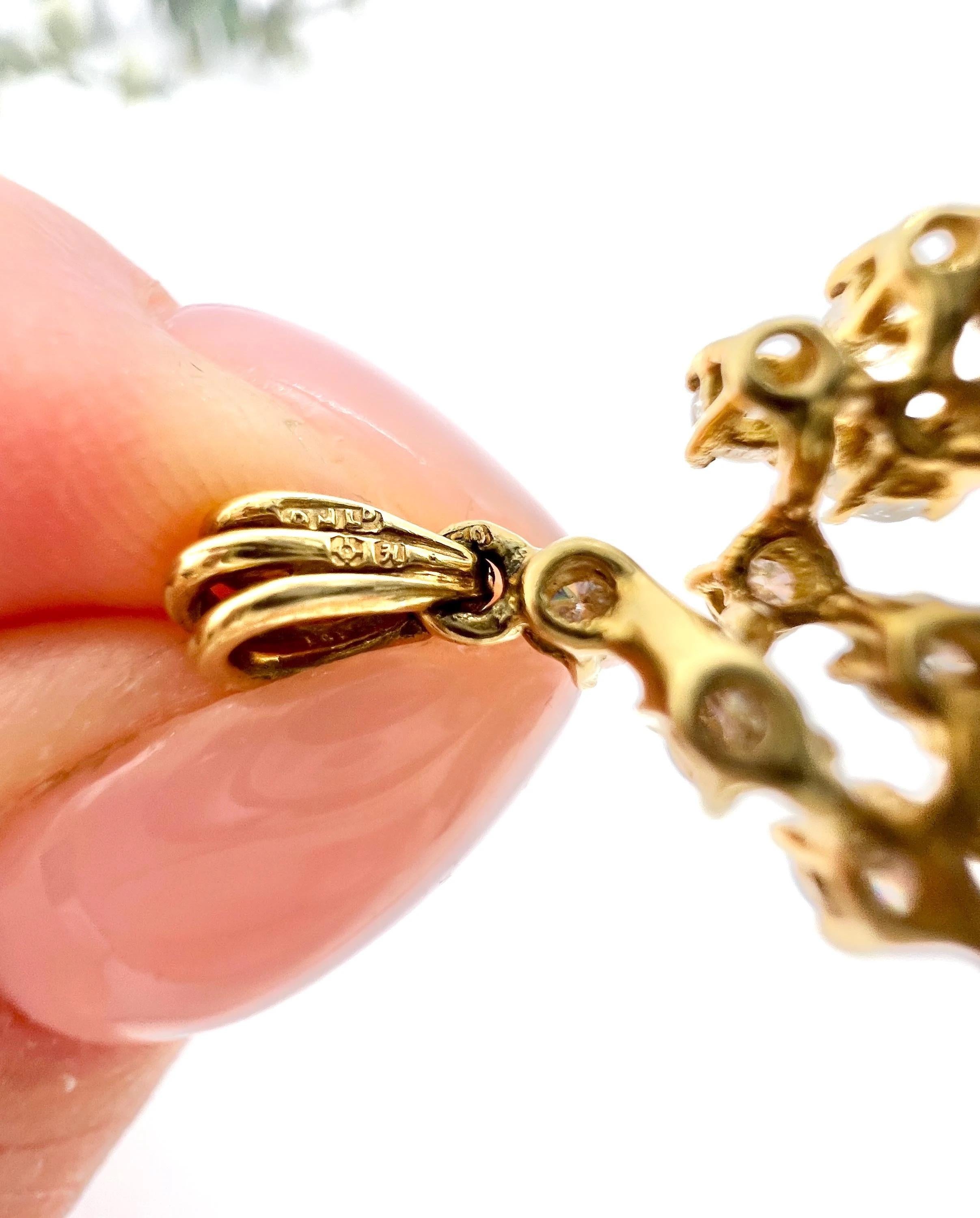 Ciondolo in oro 18 ct 1980 con rubino marquise e diamanti con catena Figaro in vendita 6