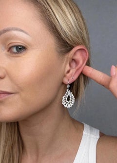 Vintage 18ct Gold, 4 Carat 1980s Diamond Drop Earrings