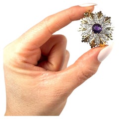 Pendentif étoile vintage en or 18 carats, améthyste et diamants