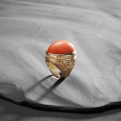 Vintage 18ct Gold and Coral Cocktail Ring