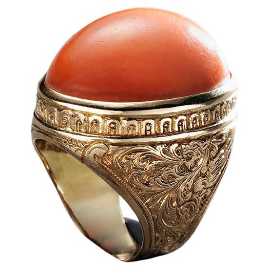 Vintage 18ct Gold and Coral Cocktail Ring