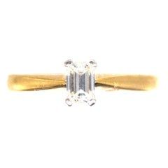 Vintage 18ct Gold and Emerald Cut Diamond Ring