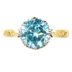 Vintage 18ct Gold and Platinum Zircon Solitaire Ring