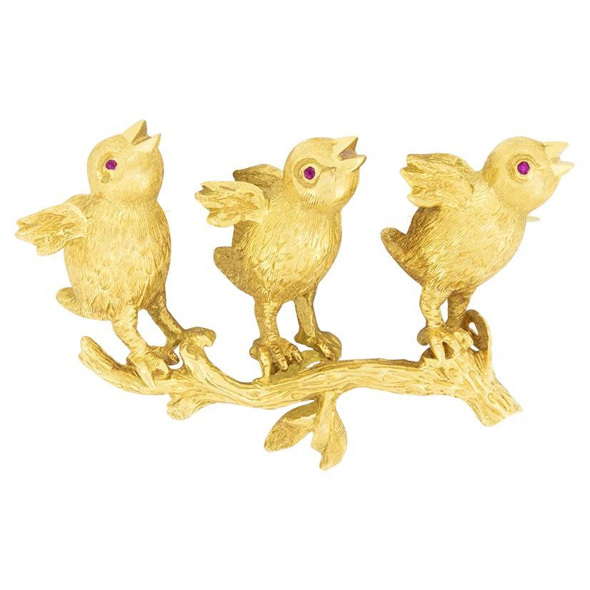 Spilla a forma di uccello in oro 18ct d
epoca, c.1961