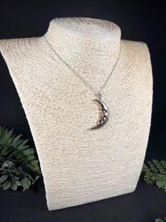 Vintage 18ct Gold Contemporary Diamond Moon Pendant