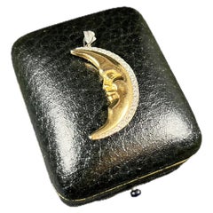 Vintage 18ct Gold Contemporary Diamond Moon Anhänger