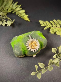 Vintage 18ct Gold Contemporary Diamond Sun Pendant