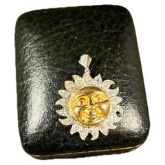 Vintage 18ct Gold Contemporary Diamond Sun Pendant