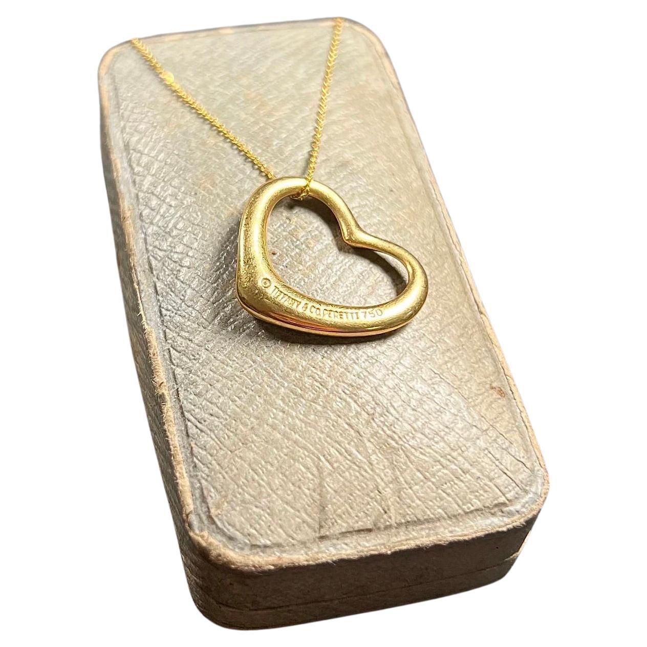 Vintage 18ct Gold Elsa Peretti, Tiffany Open Heart Pendant For Sale