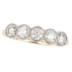 Vintage 18ct Gold Five Stone 0.75ct Diamond Half Eternity Ring F Colour