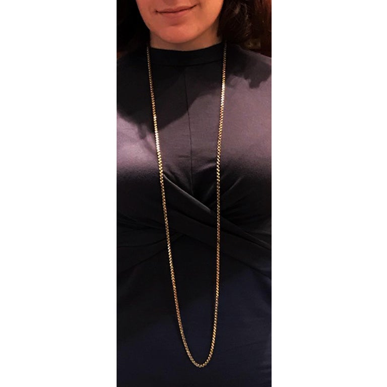 Vintage, 18ct Gold, Loop in Loop, Long Chain For Sale at 1stdibs