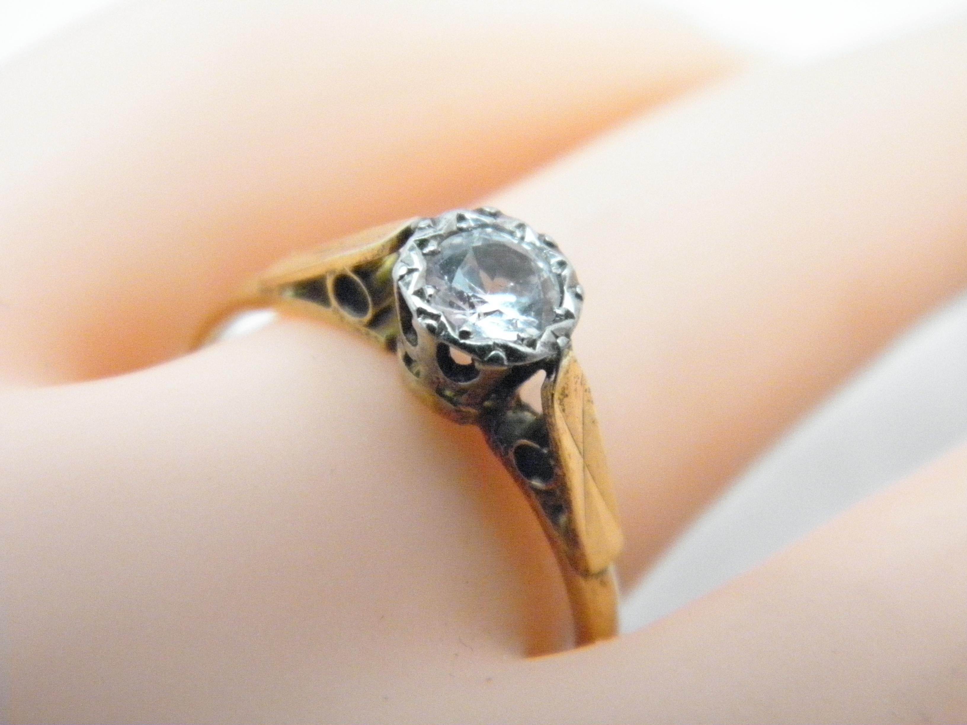 Verlobungsring, 18 Karat Gold, Palladium, Diamant, Solitär, Größe P 7,75 750 im Angebot 4