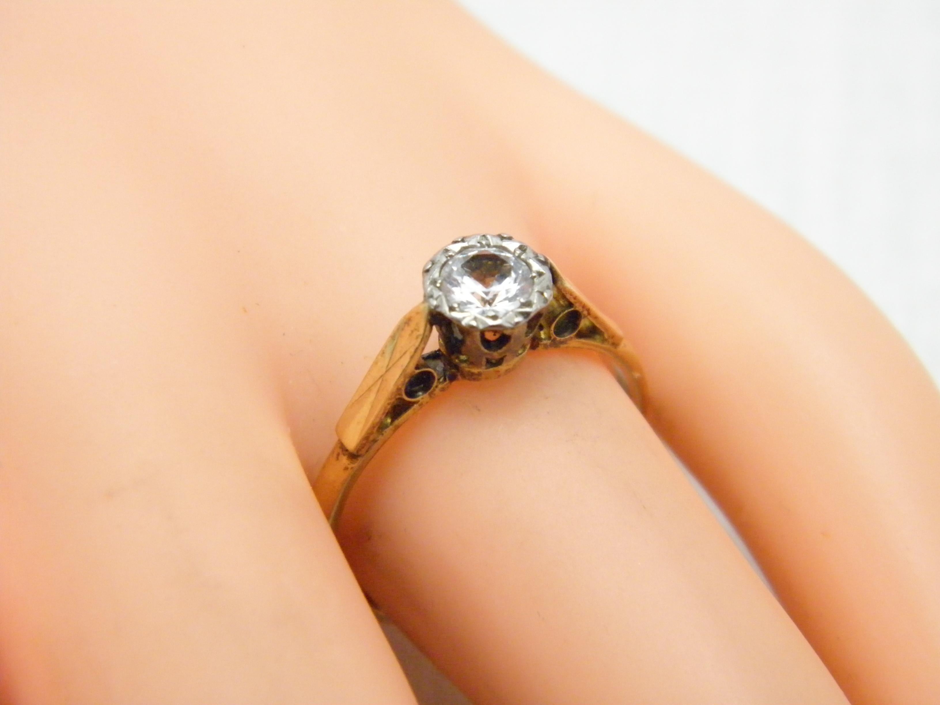 Verlobungsring, 18 Karat Gold, Palladium, Diamant, Solitär, Größe P 7,75 750 im Angebot 5